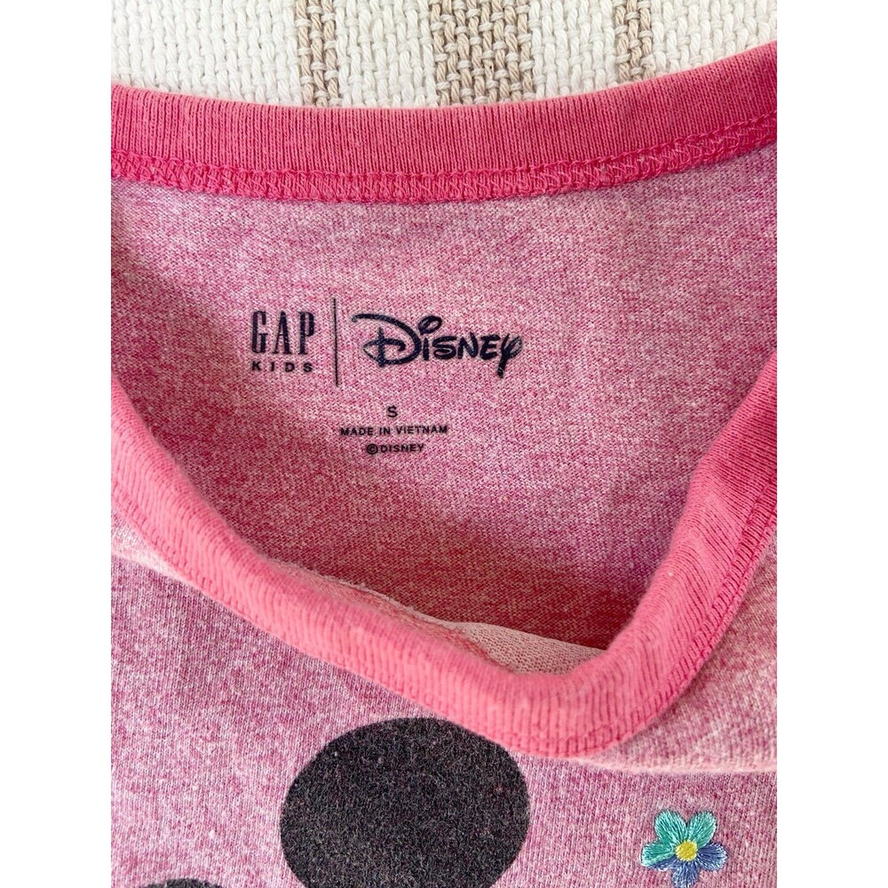 Gap Disney Kids Puff-Sleeve Graphic T-Shirt in Pink Heather Girls Size Small - Picture 2 of 10